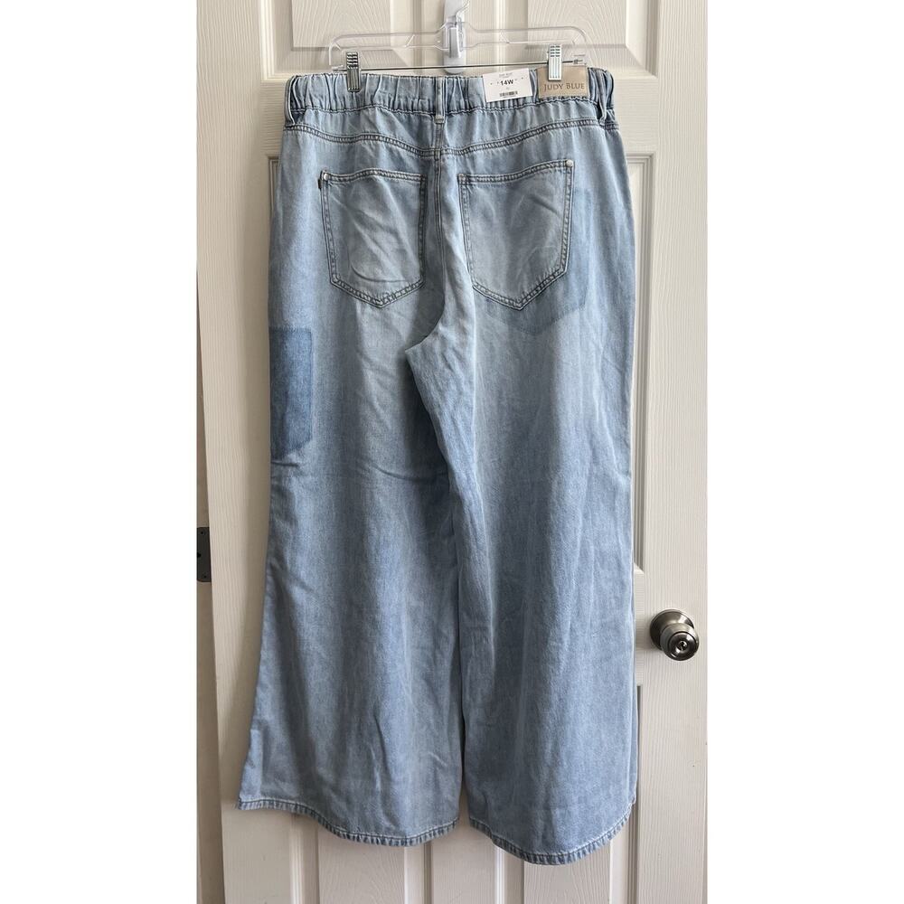 JUDY BLUE Light Palazzo Fit High Waist Featherweight Drawstring Jeans 14W NWT - Picture 6 of 16